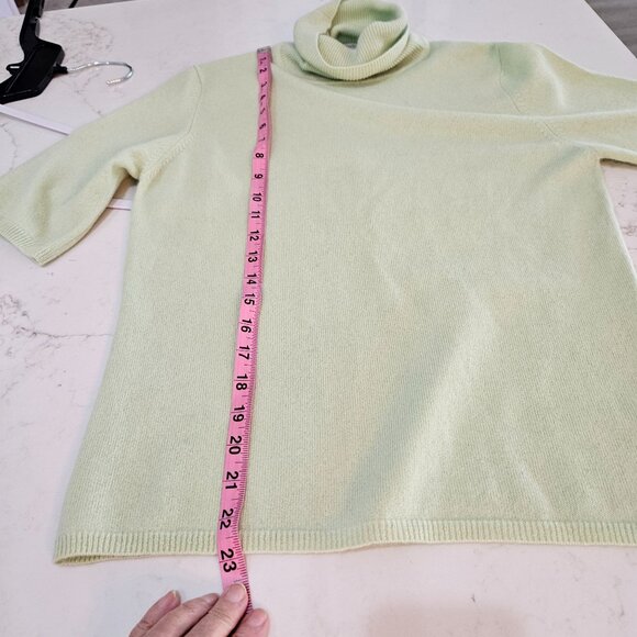 Kinross Cashmere Short Sleeve Turtleneck Sweater Sz Medium Mint Green - Picture 8 of 9